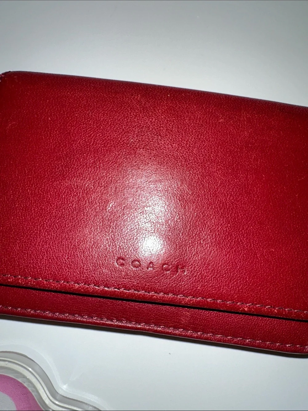 VINTAGE Coach Red Bedford Leather Compact Wallet